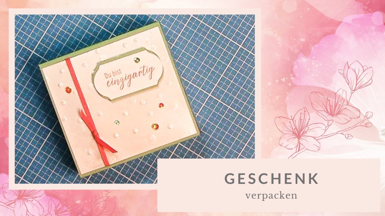 Geschenk verpacken - schnell und einfach Schimmerspray Pailletten Knoten statt Schleife Stampin' Up!
