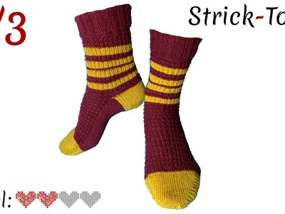 Gryffindor Socken mit Waffelmuster stricken leicht gemacht - Video 1.3 - Bündchen & Schaft