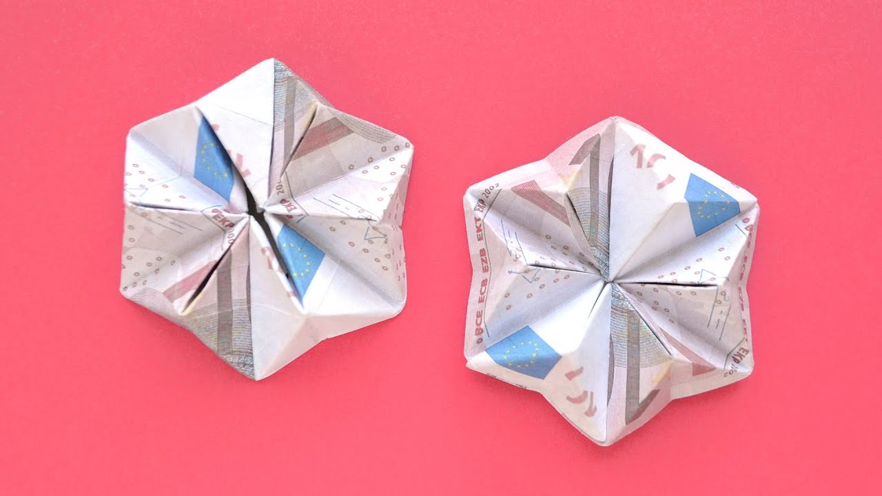 Interessante BLUME Origami Geldgeschenk GELD FALTEN | Money FLOWER | Tutorial by Euro Origami