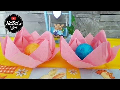 OSTERNEST aus Servietten basteln | Osterkorb für Eier falten, DIY | NaDas Welt