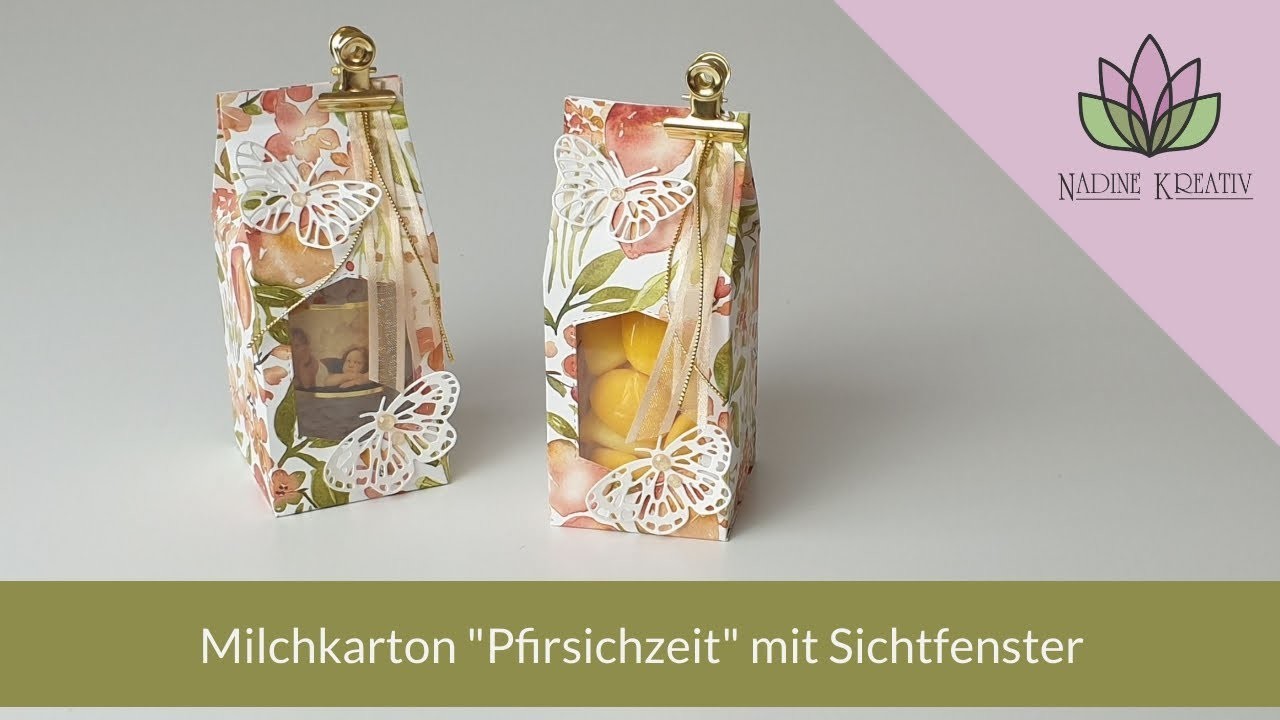 Anleitung Milchkarton "Pfirsichzeit" mit Sichtfenster - Stampin' Up! Verpackung basteln (deutsch)