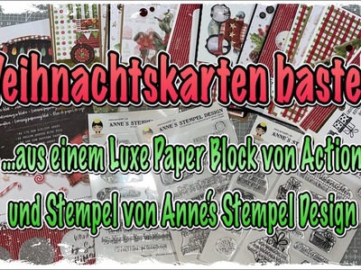 Karten basteln aus einem Luxe Paper Block von Action, Anne's Stempel Design, Weihnachten, DIY