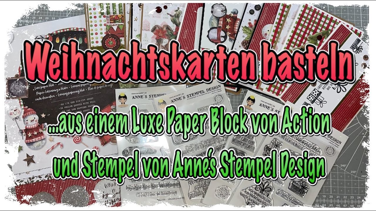 Karten basteln aus einem Luxe Paper Block von Action, Anne's Stempel Design, Weihnachten, DIY