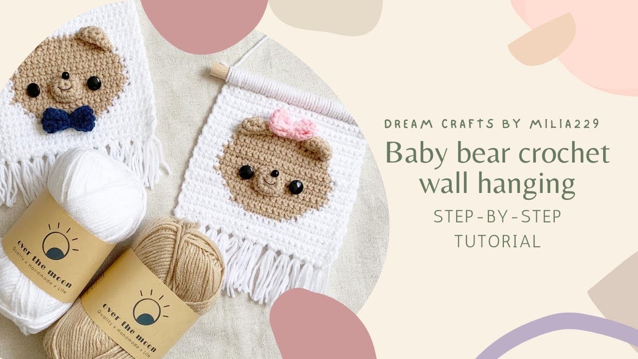 Baby bear crochet wall hanging. wall hanging deco. handmade wall hanging. Dreamcraftsbymilia229