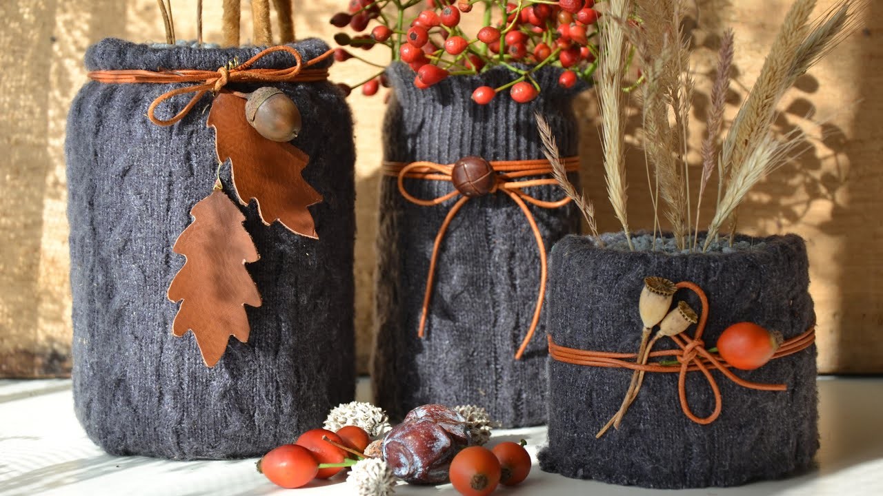 DIY Herbstdeko mit Recycling* alte Strickware und Lederschuhe neu gestalten * Home autumn deco ideas
