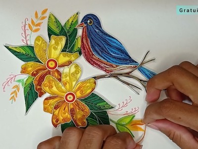 Paper quilling wallhanging |(slow) Paper Quilling leaves | Paper quilling art @gratuitfolding
