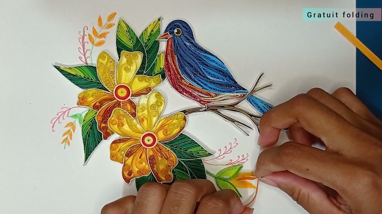 Paper quilling wallhanging |(slow) Paper Quilling leaves | Paper quilling art @gratuitfolding