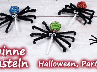 Halloween Spinnen basteln ????️ Lolli, Geschenk Goodie, Deko, Party - Kinder basteln
