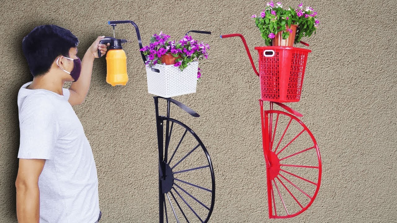 Kreative hängende Fahrrad-Vorderwand-Dekoration Café (Vasen) und Garten