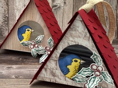 Vogelhaus Verpackung basteln mit Stempelset Frohe Feiertage von Stampin`Up.
