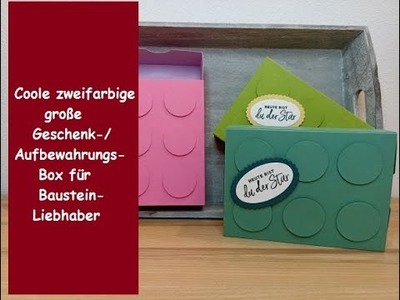 Coole zweifarbige große Geschenk-.Aufbewahrungs-Box für große & kleine Baustein-Liebhaber - SU