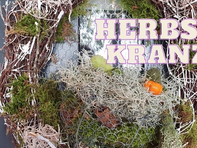 DIY Türkranz mit Moos, Heide und Stacheldraht | Herbst Deko Idee mit Draht Korb und Lichterkette