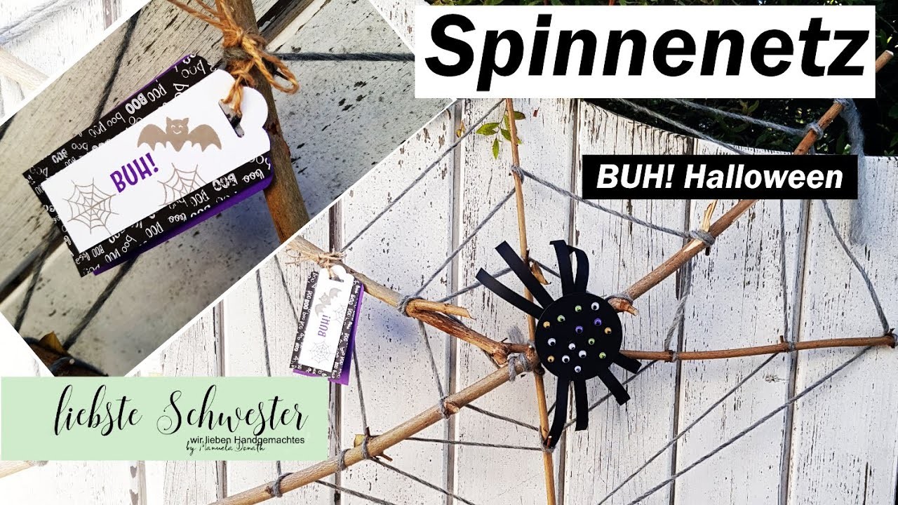 Halloween Spinnennetz mit Anhänger Buh! - liebste schwester - Stampin`Up!