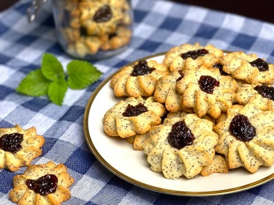 Kekse mit Mohn und Aprikosenmarmelade | Leckere Rezepte