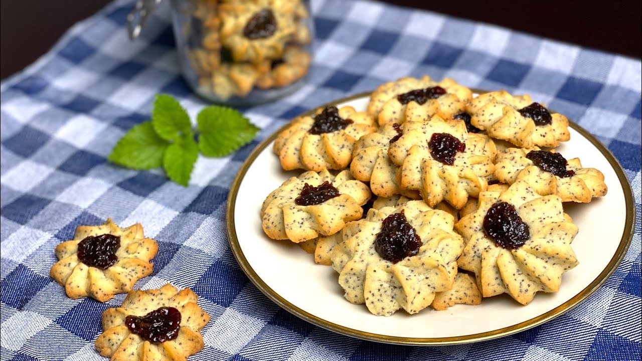 Kekse mit Mohn und Aprikosenmarmelade | Leckere Rezepte