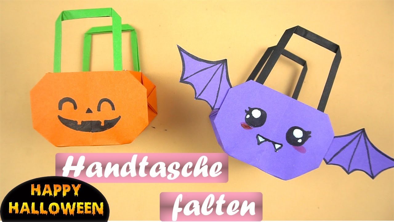 Handtasche falten Halloween - Halloween Basteln - Basteln mit papier