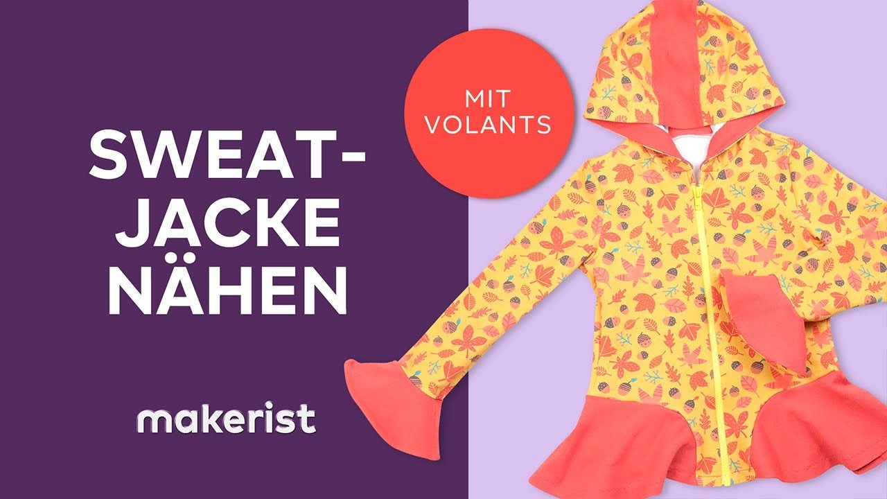 Sweat-Jacke für Kinder nähen - komplette Anleitung mit Kapuze und Volants