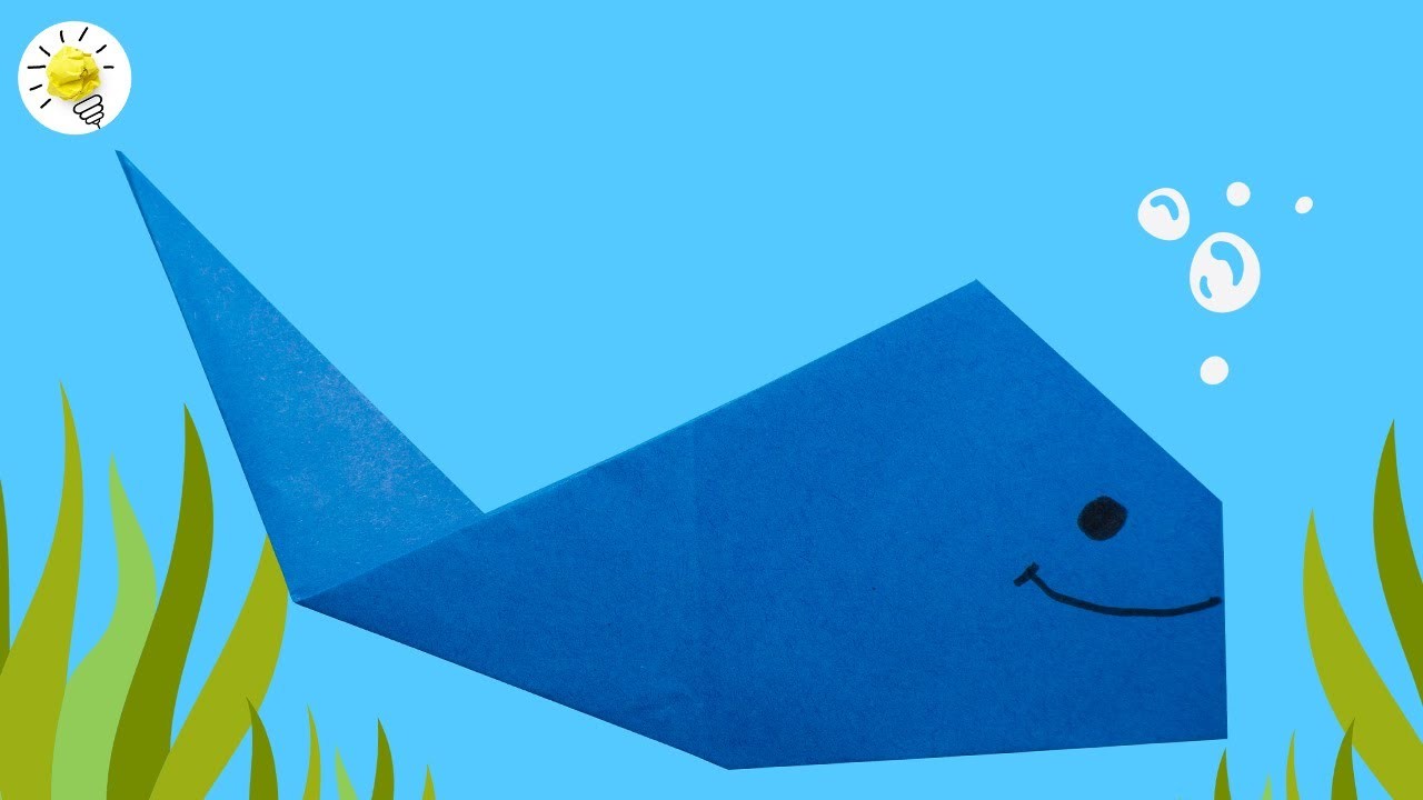 Origami Papier Wal falten | Kinder basteln mit Papier | einfache Bastel Anleitung für Kinder