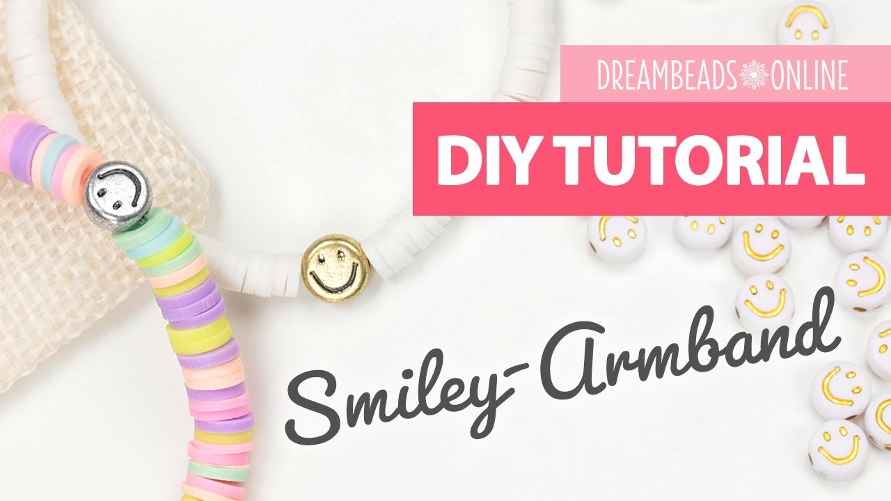 Smiley-Armband mit Polymer Perlen basteln - DIY Tutorial - Schmuck selber machen