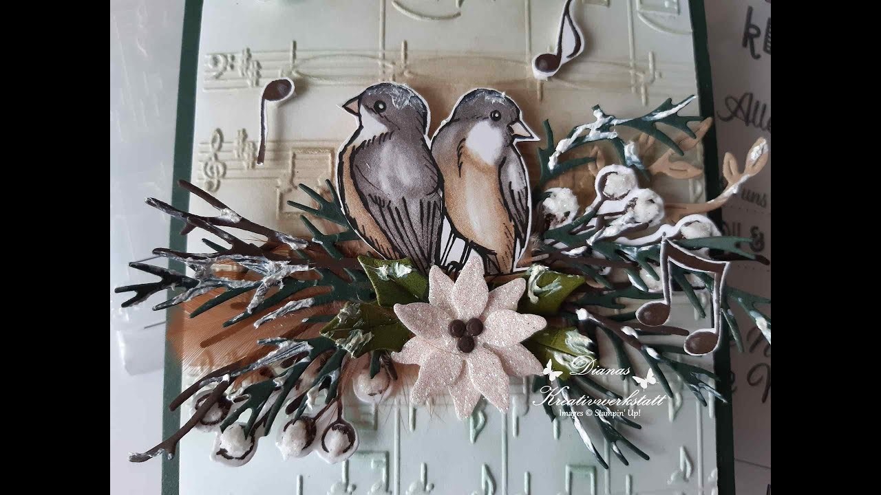 Vögel zwitschern Weihnachtslieder - Karte zum #weltkartenbasteltag #stampinup #WCMD2021 Stampin'Up!