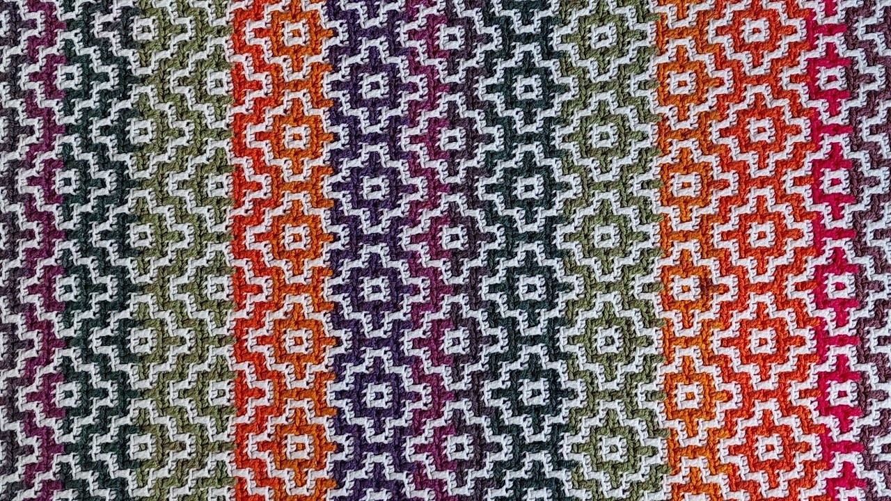 Anleitung: Mosaikhäkelei : Decke im geometrischen Mosaik - Muster häkeln