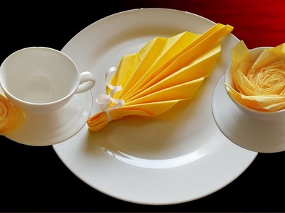 DIY ✂️ Servietten falten ???????? Rosen und Blatt ????????️ 3 einfache Ideen für schöne Tischdeko mit Servietten