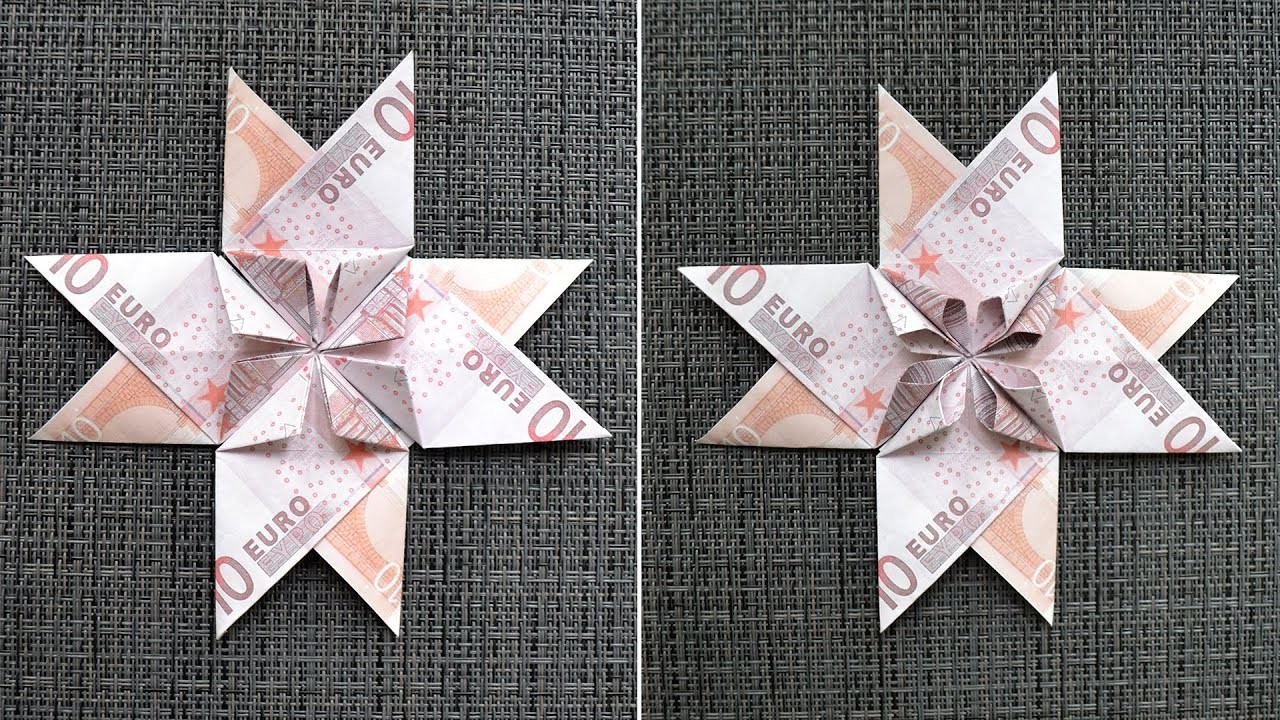 Euro Origami ACHTZACKIGER STERN Geldgeschenk GELD FALTEN | Geschenk | MONEY STAR | Tutorial