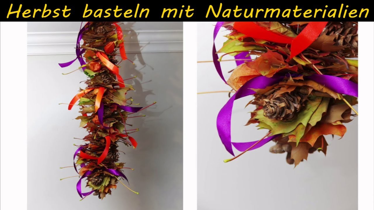 Herbst basteln mit Naturmaterialien, basteln mit Blättern