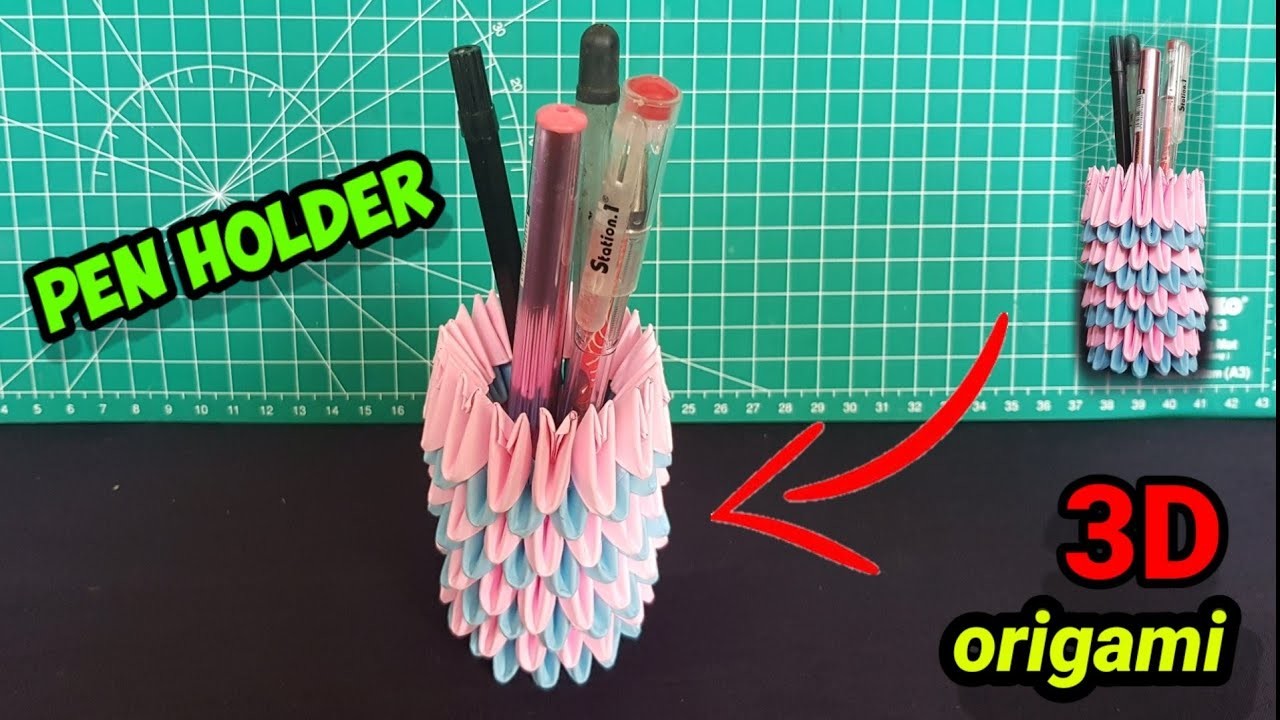 3D origami pen holder | origami tempat pulpen.pensil