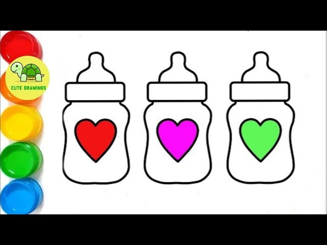 Drawing baby bottle for kids. bolalar uchun bolalar shishasini chizish | Раскраски.