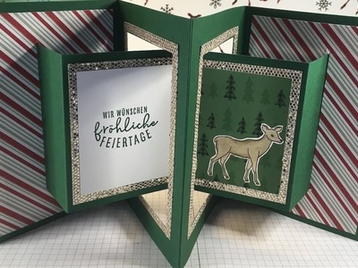 Weihnachtliche Schwingkarte mit Durchblick (Swing Fold Karte), auch für andere Gelegenheiten