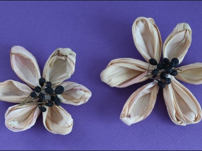 Blume basteln aus Maiskolbenblätter