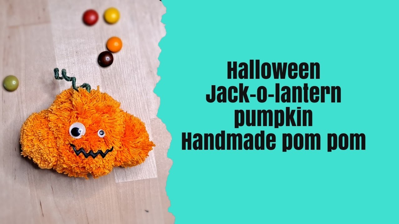 Halloween handmade Jackolantern pumpkin pom pom