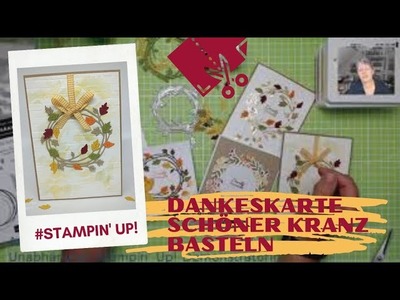 Dankeskarte Schöner Kranz mit Maskiertechnik Stampin' Up! Anleitung
