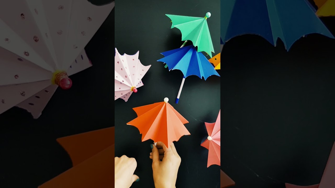 Origami umbrella. DIY paper craft.  basteln