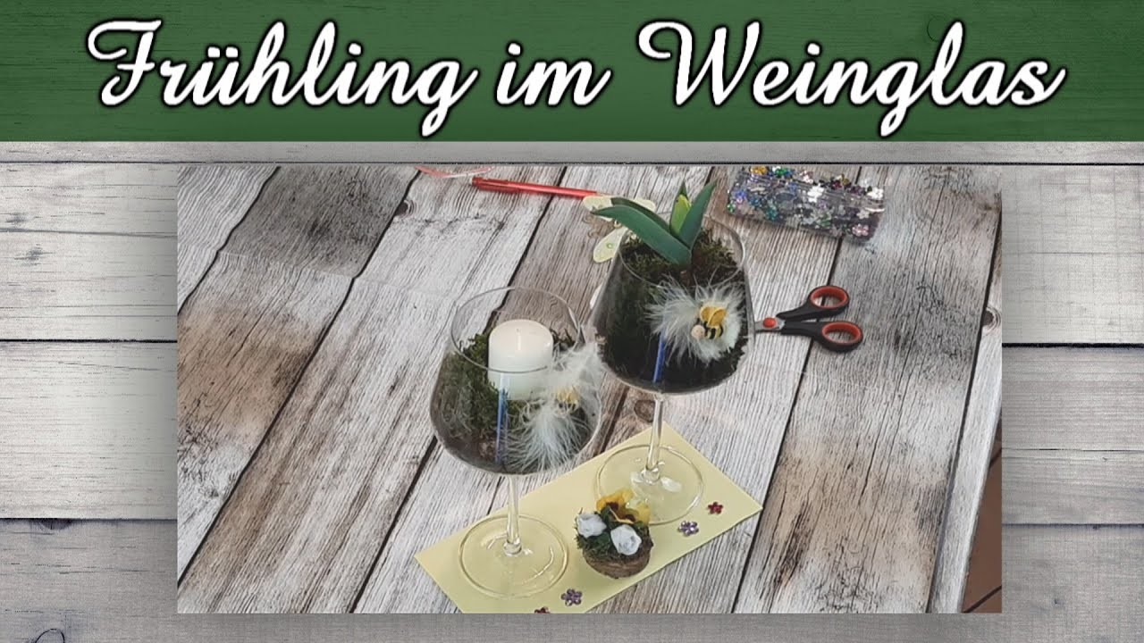 Frühlingsblume und Kerze im Weinglas ???? Frühlingshafte Dekoidee ???? Tischdeko | Geschenkidee DIY