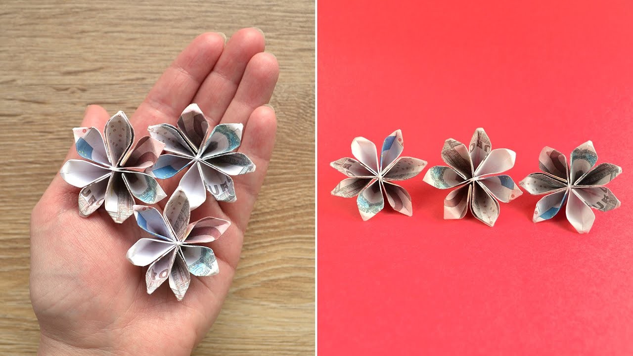 KLEINE BLUME Origami Geldgeschenk GELD FALTEN | Small MONEY FLOWER | Tutorial by Euro Origami