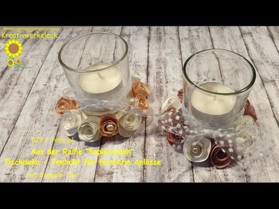 Papierrosen - Tischdeko Teelichthalter für festliche Anlässe