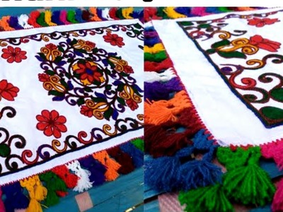 Pillow cover hand embroidery design stitches, ফুল লতাপাতার ডিজাইন