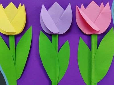 Tulpen basteln aus Papier | Tolle Origami Blumen Bastelidee