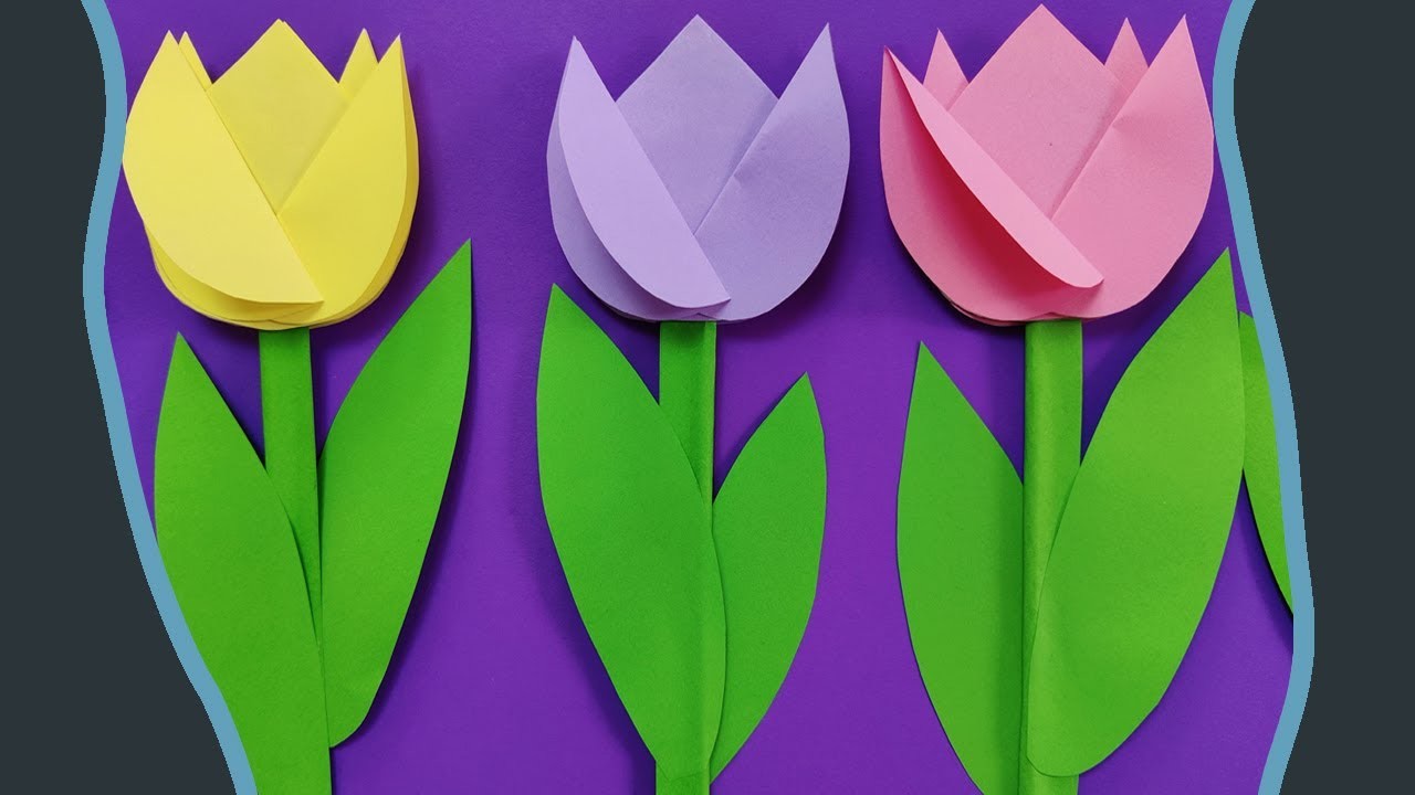 Tulpen basteln aus Papier | Tolle Origami Blumen Bastelidee