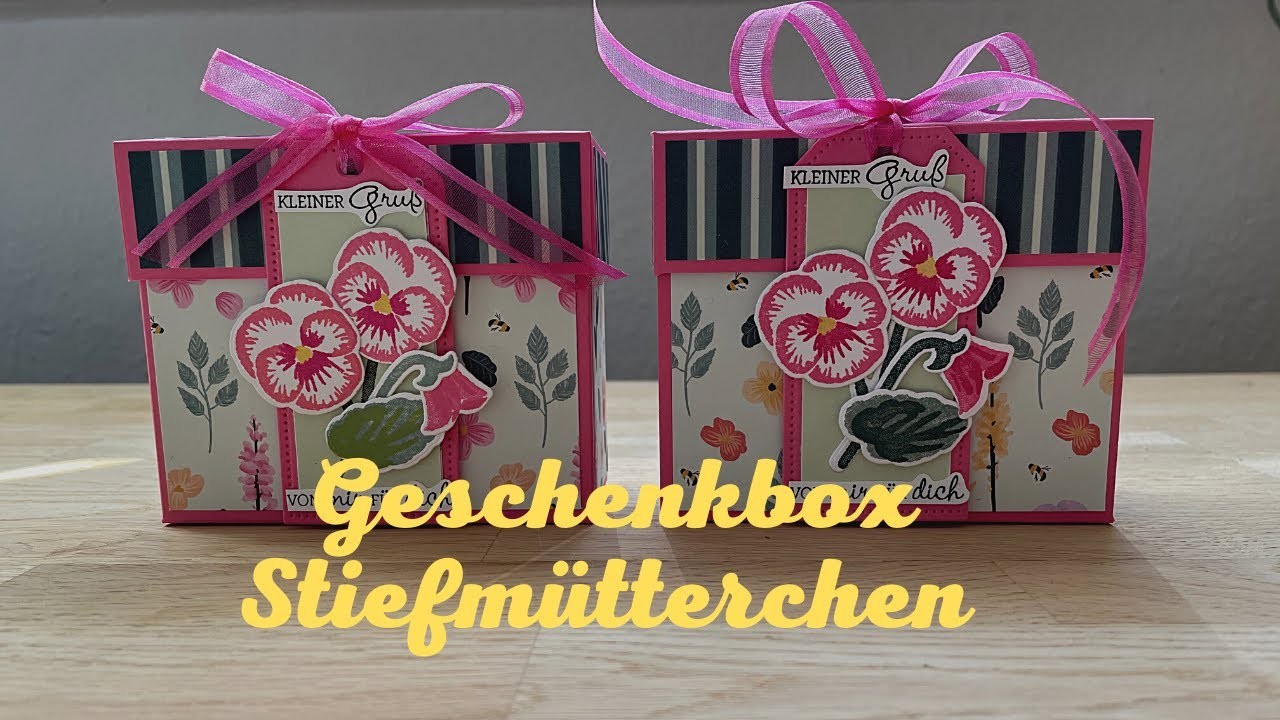Geschenkbox Stiefmütterchen, mit neuen Produkten aus dem Jahreskatalog 2021.2022 von Stampin'Up!