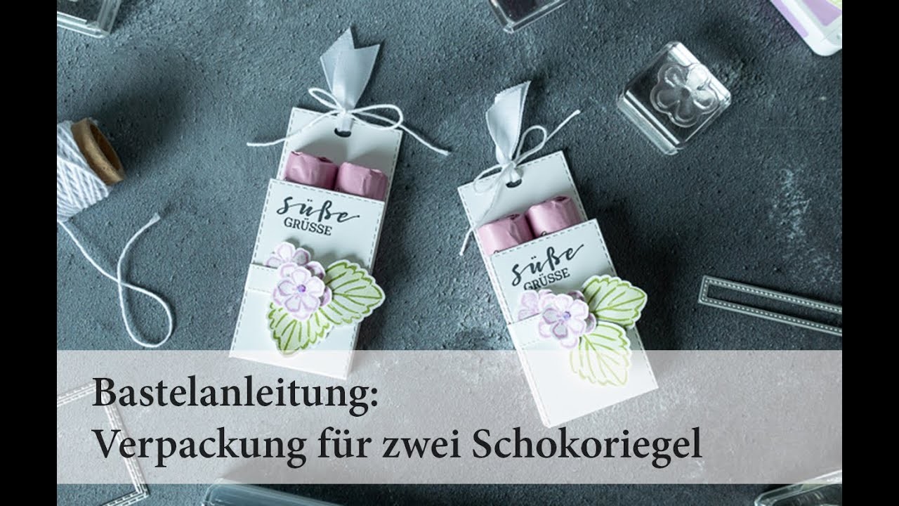 Kleine Verpackung für Schokoriegel mit Produkten von Stampin' Up!