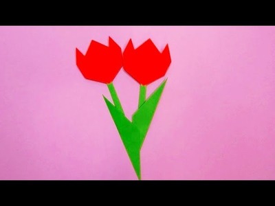 ORIGAMI TULIP | Paper flower | Crafts for kids  #shorts