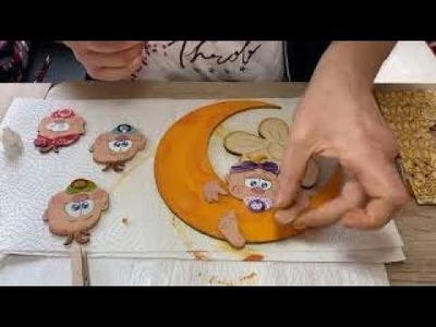 Baby auf dem Mond und Baby Gesichter in mini aus Holz bemalt mit Acrylfarbe  Live-Video