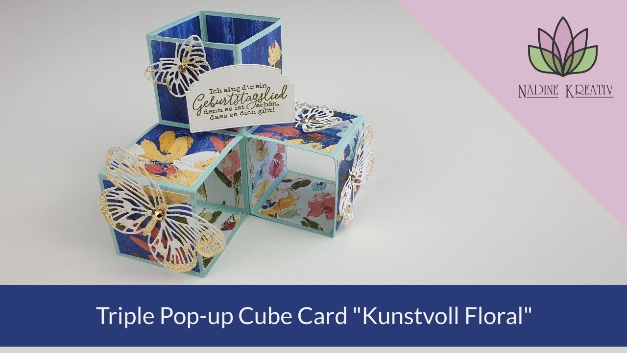 Triple Pop-up Cube Card "Kunstvoll Floral" - Stampin' Up! Karten basteln