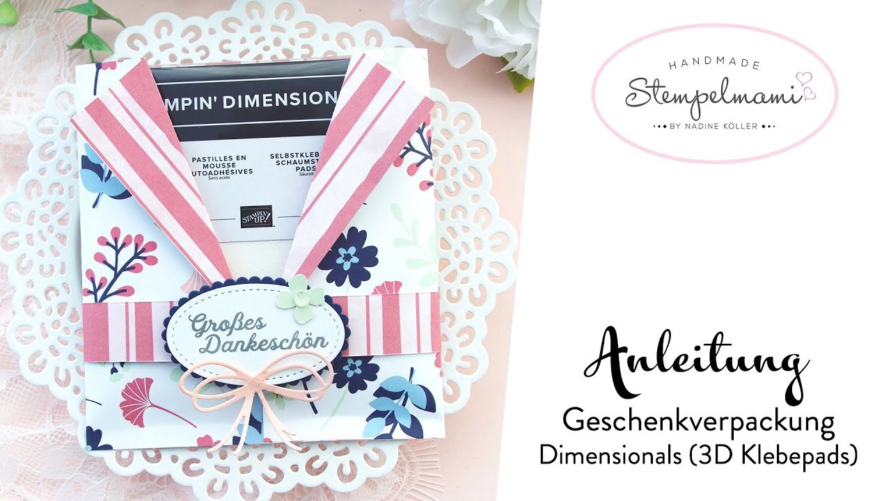 Anleitung Geschenkverpackung Dimensionals - 3D Klebepads basteln | Geschenk für kreative Bastler