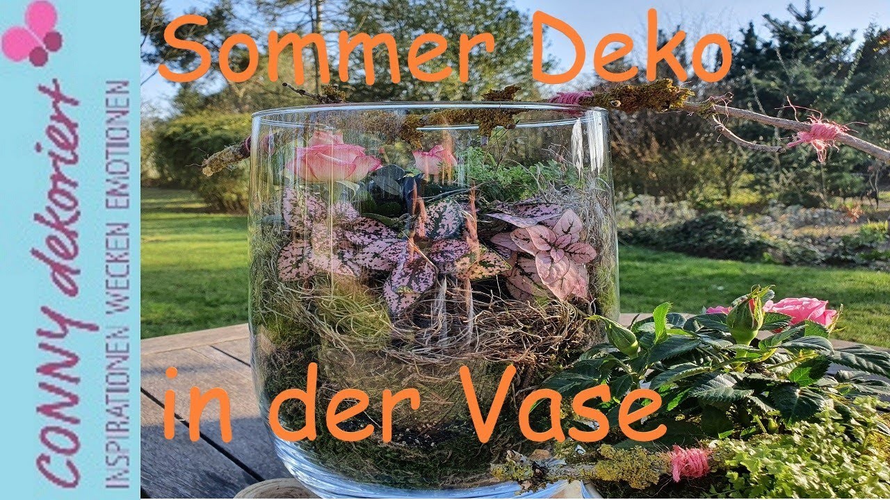 Natürliche Deko mit Moos und Pflanzen | Sommer Deko in der Glas Vase