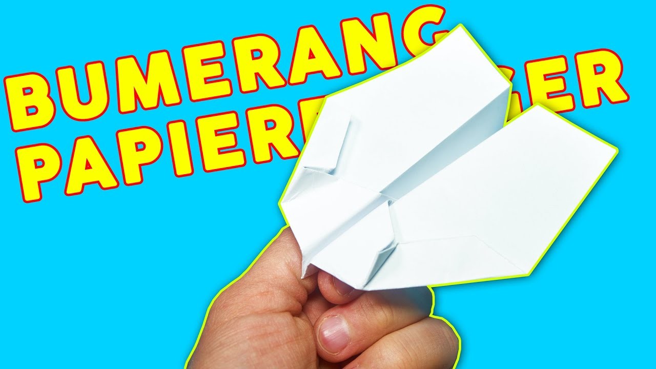 Origami Bumerang Papierflieger der zurück fliegt. Papierflieger selbst basteln. Beste Flugzeug