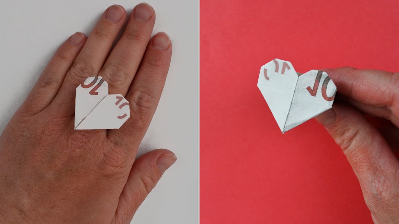 Origami RING ""Herz" Geldgeschenk GELD FALTEN | Money RING "Heart" | Tutorial by Euro Origami